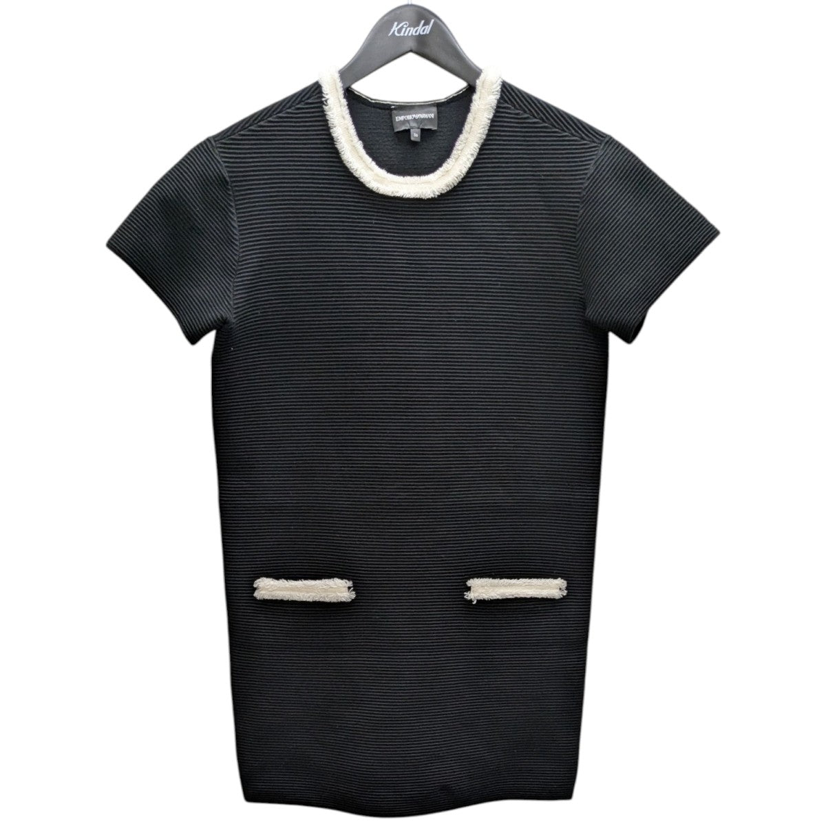 EMPORIO ARMANI オットマンファブリック フリンジディテール ドレス 古着・中古-1枚目のアイテム画像