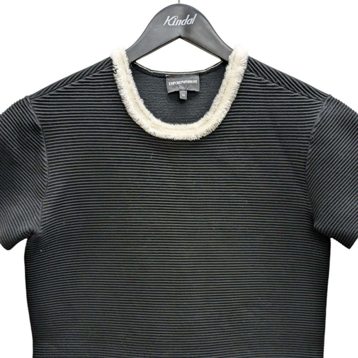 EMPORIO ARMANI オットマンファブリック フリンジディテール ドレス 古着・中古-2枚目のアイテム画像