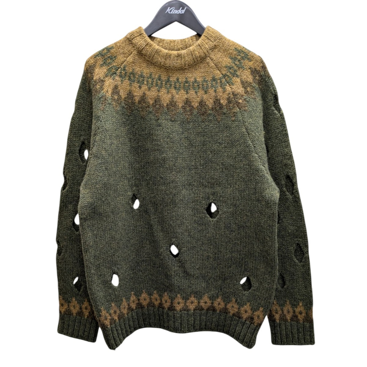 KAPITAL(キャピタル) ニットベスト K2504KN813 イエロー×カーキ サイズ