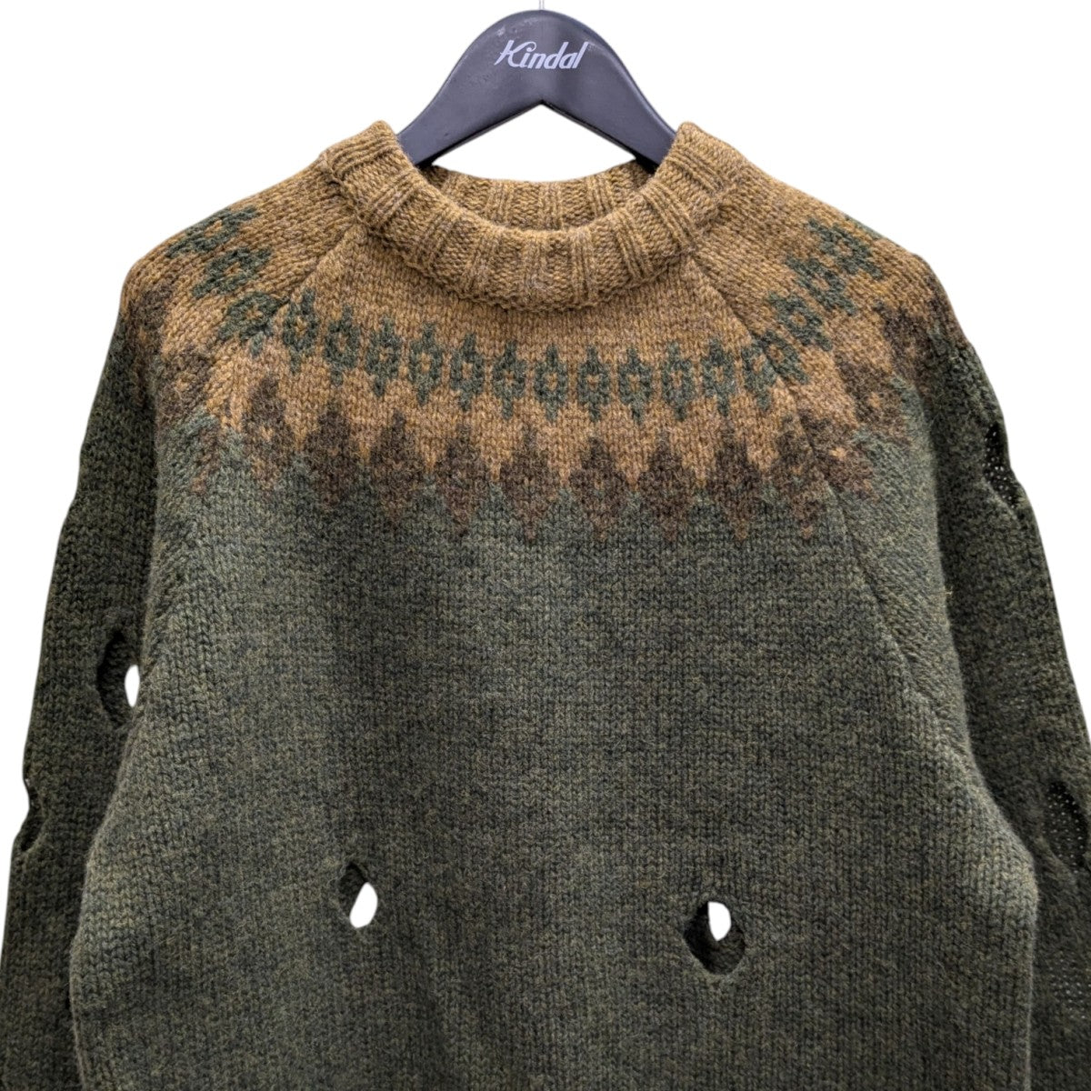 KAPITAL(キャピタル) 3G ウール ノルディック柄 カットアウトラグラン