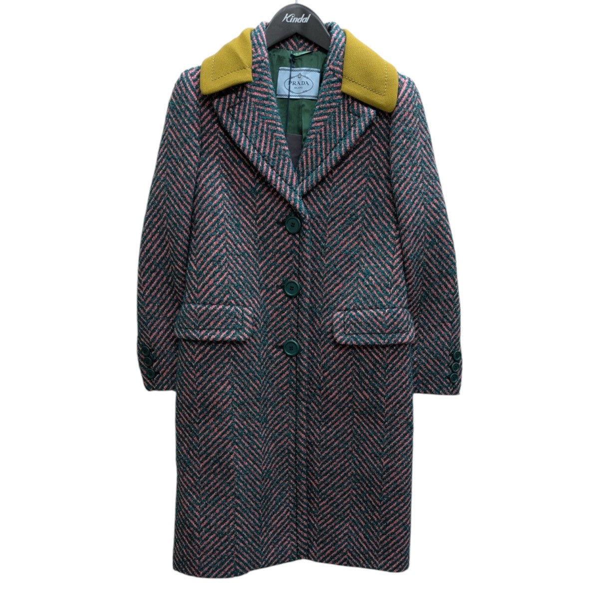 美品　PRADA プラダ　チェスター　ウール　スタイリッシュ　コート　ロング PRADA(プラダ) ニットつけ襟カシミヤロングコートP679OL P679OL