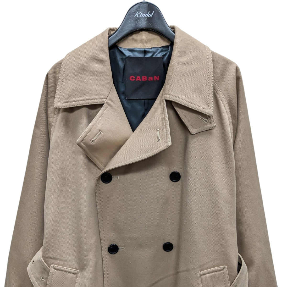 CABaN ウールギャバジン スタンドカラーコート ベージュ Sサイズ CABaN ステンカラーコート コート ウールギャバジン スタンドカラー