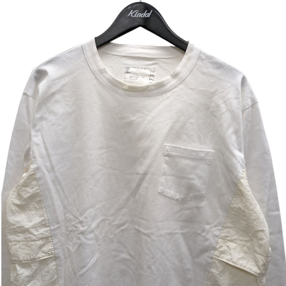 【美品】サカイ 異素材切替 ドッキング 長袖 Tシャツ 2515 sacai(サカイ) 長袖切替Tシャツ25-03731M 25-03731M ホワイト