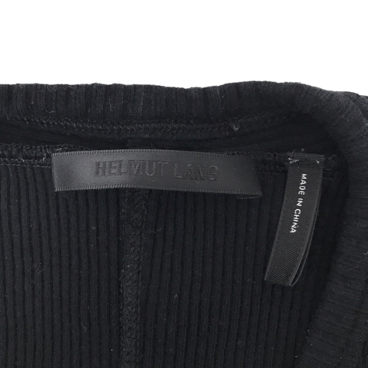 HELMUT LANG ヘルムートラング リブニット ワンピース 長袖 S 黒 ヘルムートラングHELMUT LANG センタースリットVネックワンピース 黒2