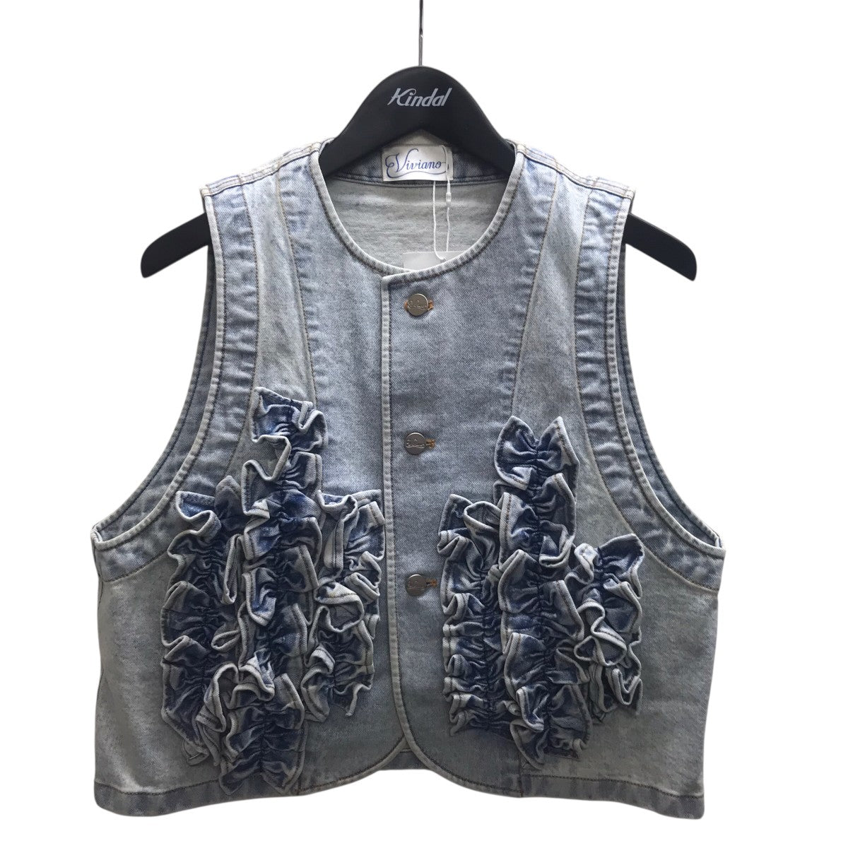 VIVIANO 25SSRuffle Denim Vest デニムベスト 古着・中古-1枚目のアイテム画像