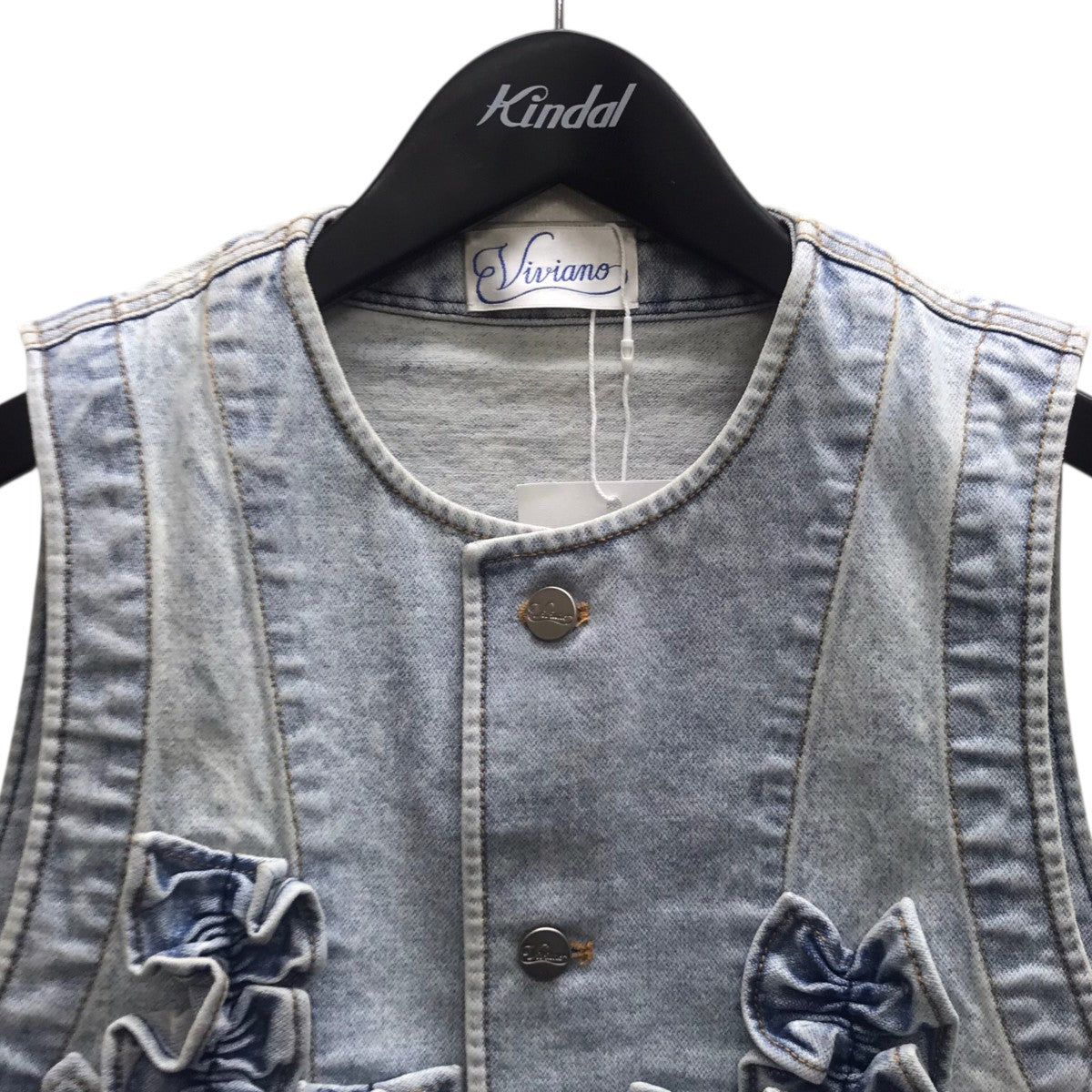 VIVIANO 25SSRuffle Denim Vest デニムベスト 古着・中古-2枚目のアイテム画像