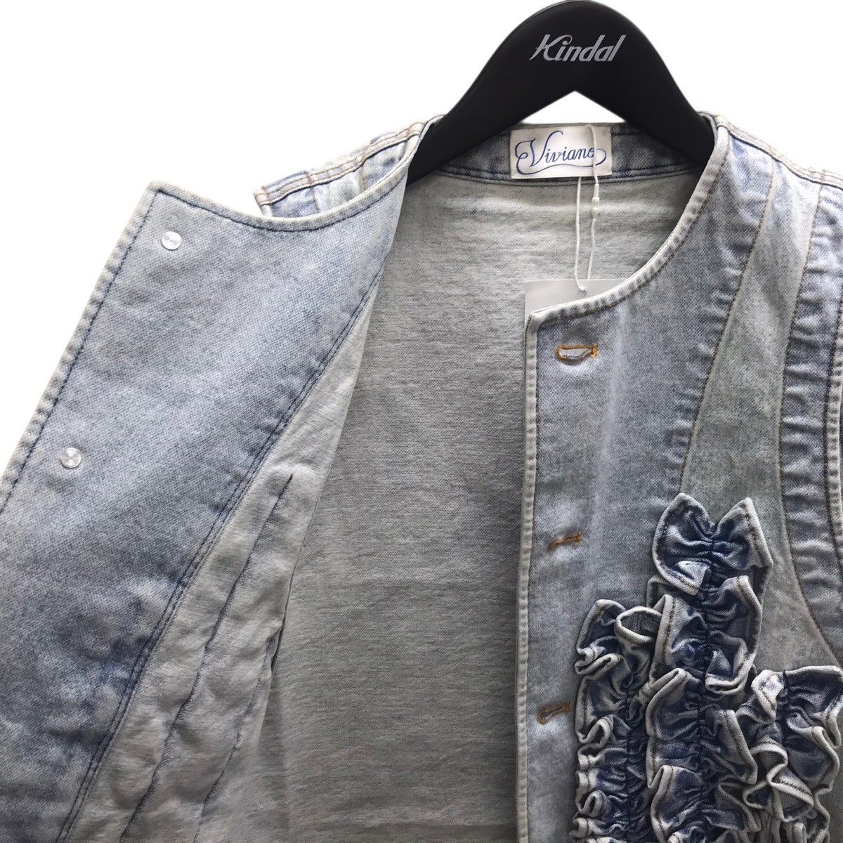 VIVIANO 25SSRuffle Denim Vest デニムベスト 古着・中古-5枚目のアイテム画像
