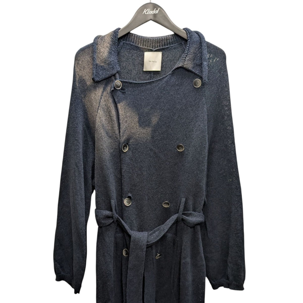 美品　Kota Gushiken　和紙ニットトレンチコート　ネイビー　2 美品 Kota Gushiken 和紙ニットトレンチコート ネイビー 2