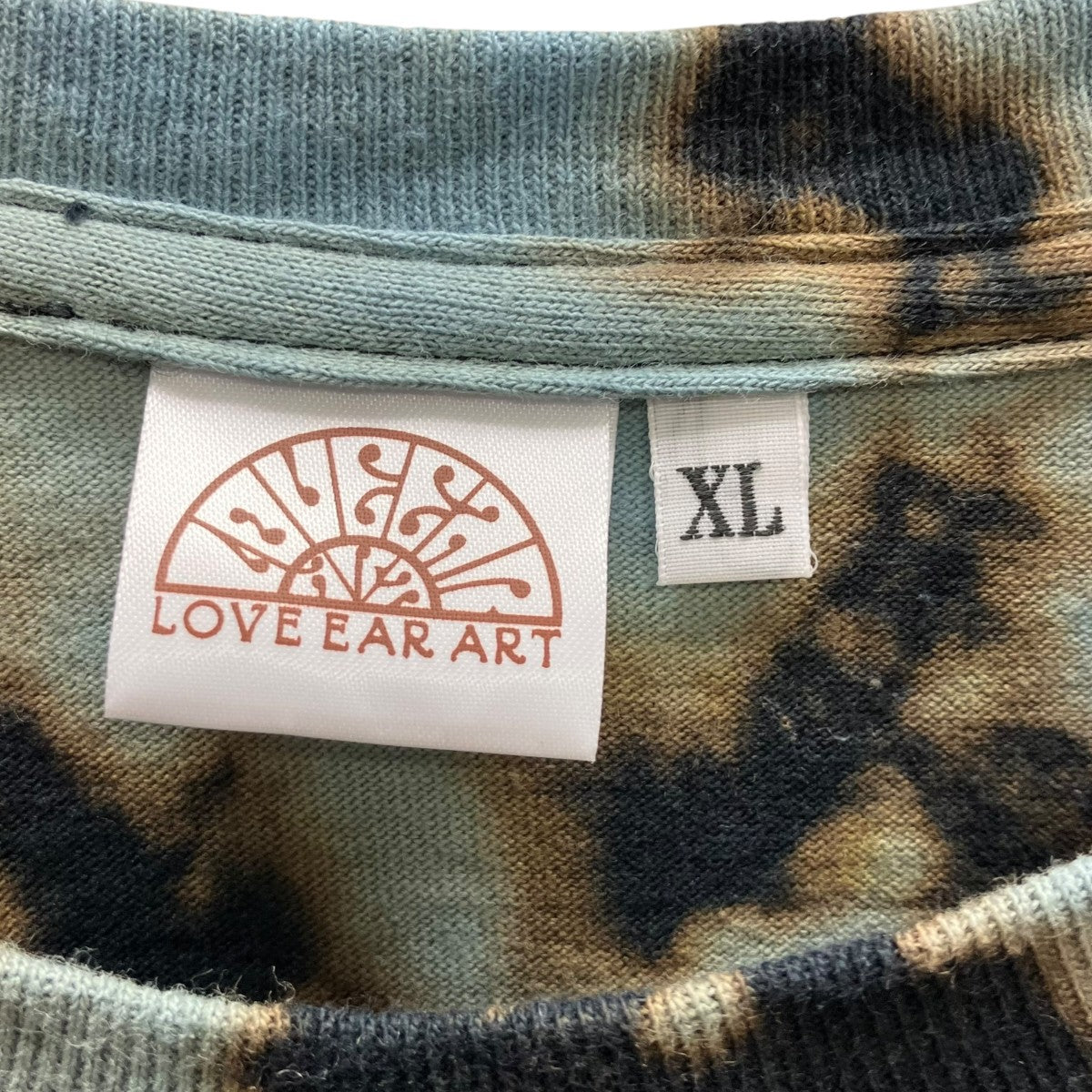 個展限定 LOVE EAR ART TIE DYE タイダイ Tシャツ　XL LOVE EAR ART(ラブイヤーアート) タイダイTシャツ ブラック×ブルー