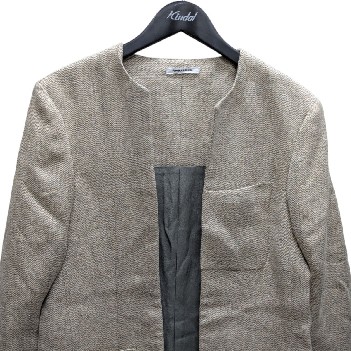 HEMP SUITING COLLARLESS JACKET カラーレスジャケット