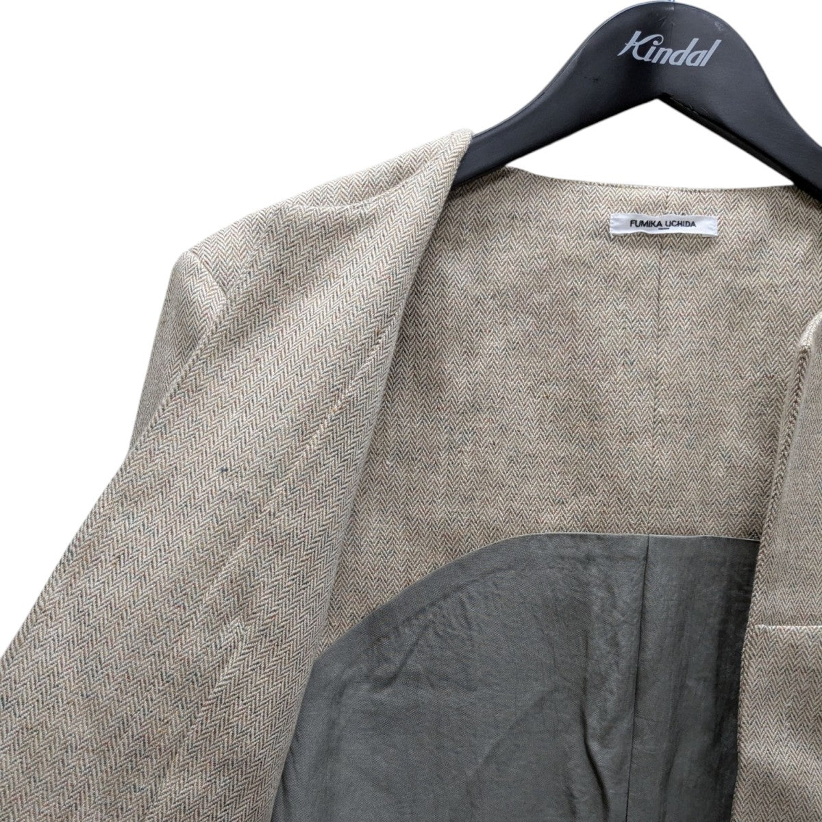 HEMP SUITING COLLARLESS JACKET カラーレスジャケット