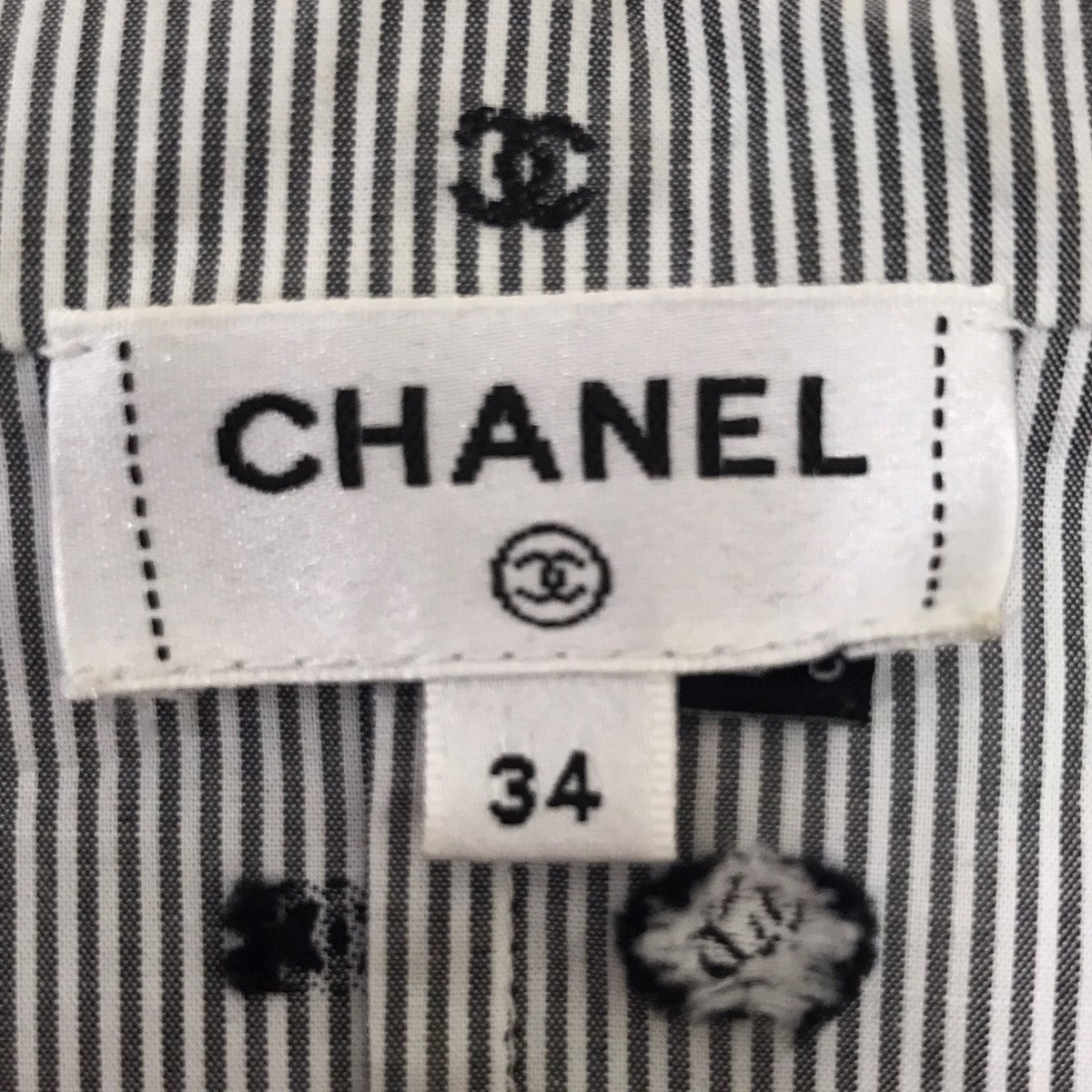 CHANEL ビジューココマークフック ストライプ ブラウス 古着・中古-7枚目のアイテム画像