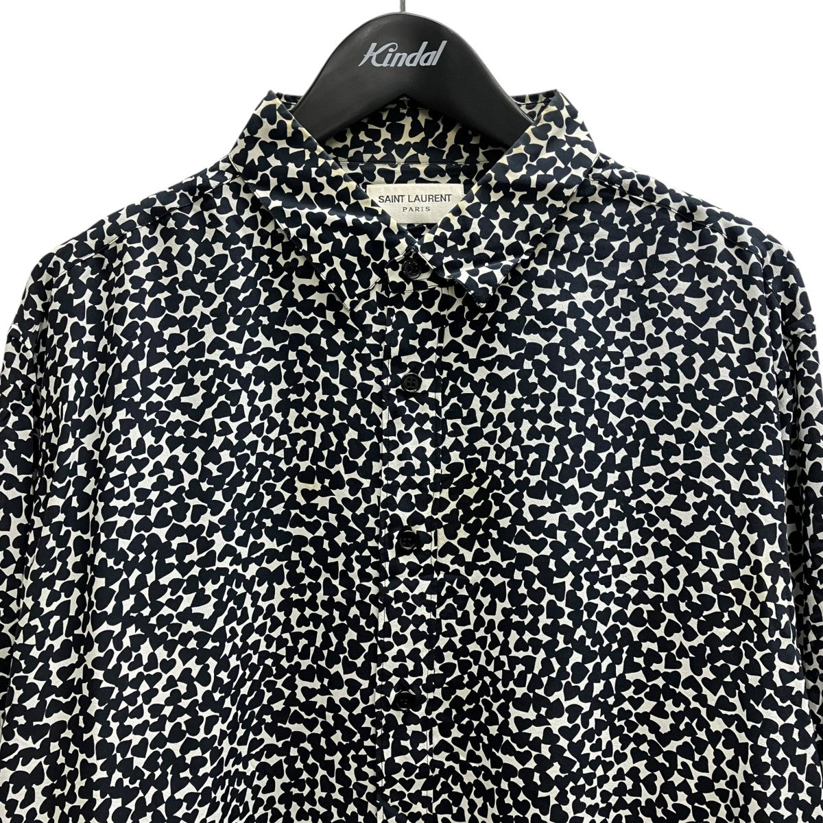 Saint Laurent Paris 15SS エディ期 ハート総柄シャツ 古着・中古-2枚目のアイテム画像