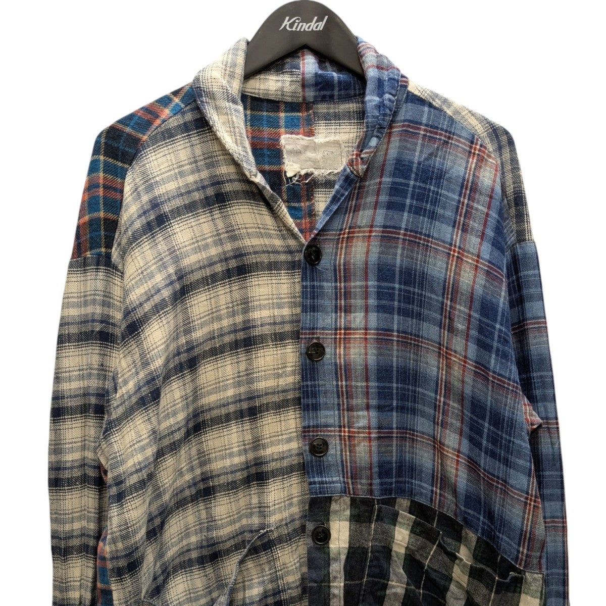 GREG LAUREN(グレッグローレン) MIXED PLAID COLLAR BOXYチェック