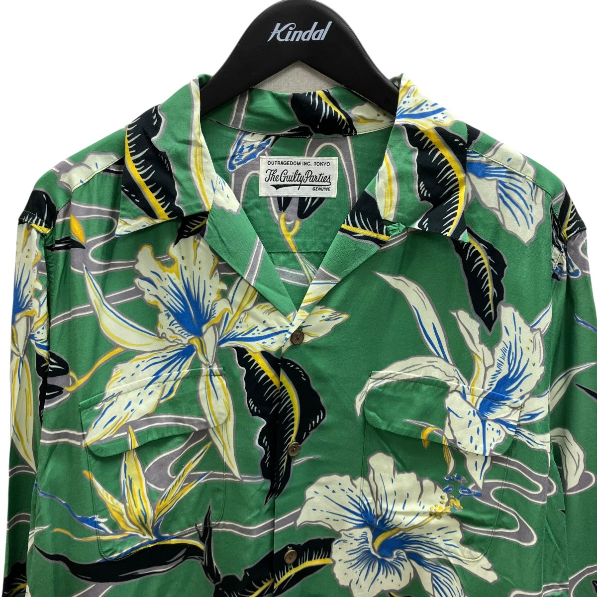 WACKO MARIA HAWAIIAN SHIRT L Sハイビスカス柄 長袖アロハシャツ 古着・中古-2枚目のアイテム画像