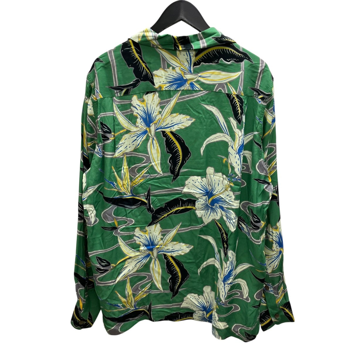 WACKO MARIA HAWAIIAN SHIRT L Sハイビスカス柄 長袖アロハシャツ 古着・中古-3枚目のアイテム画像