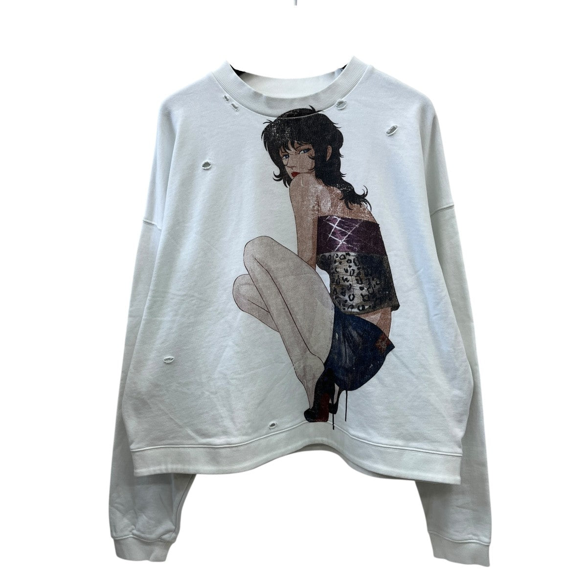 APRIORITY ダメージ加工プリントスウェット 古着・中古-1枚目のアイテム画像