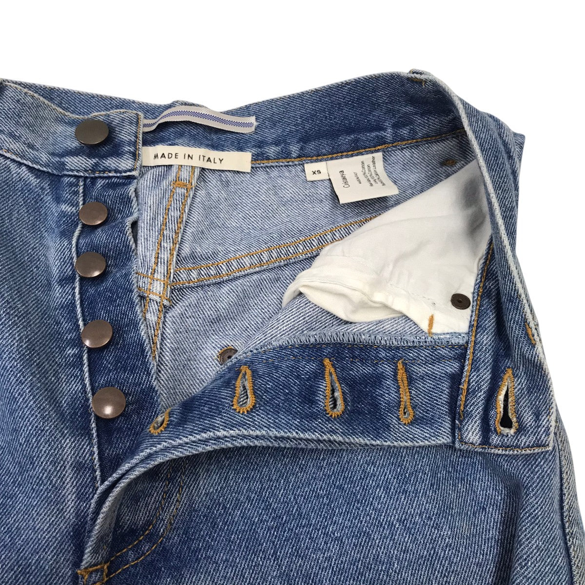 Cristaseya(クリスタセヤ) Bleached denim high-waisted jeansハイ