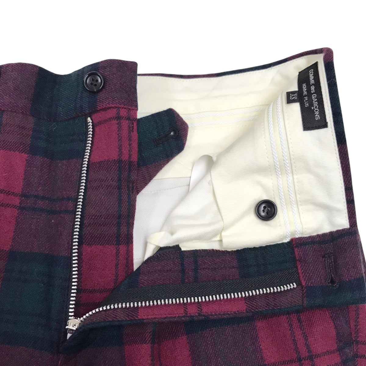コムデギャルソン　レッド　タータンチェック　ハーフパンツ　XS COMME des GARCONS HOMME PLUS(コムデギャルソンオムプリュス