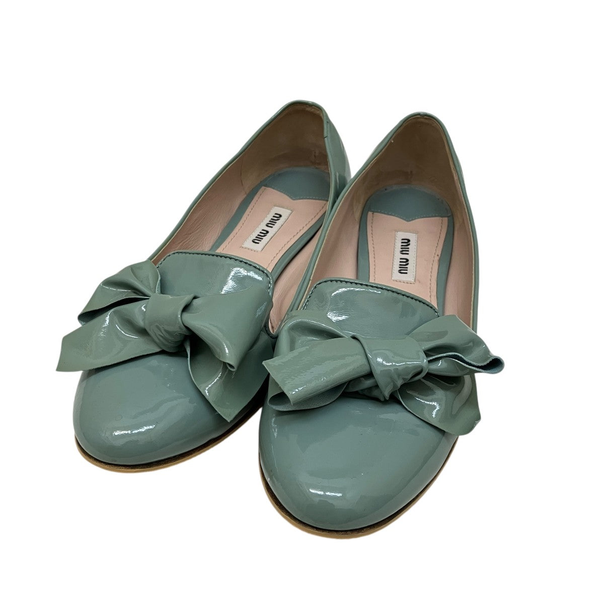 MIU MIU(ミュウミュウ) リボンフラットシューズ ライトグリーン サイズ