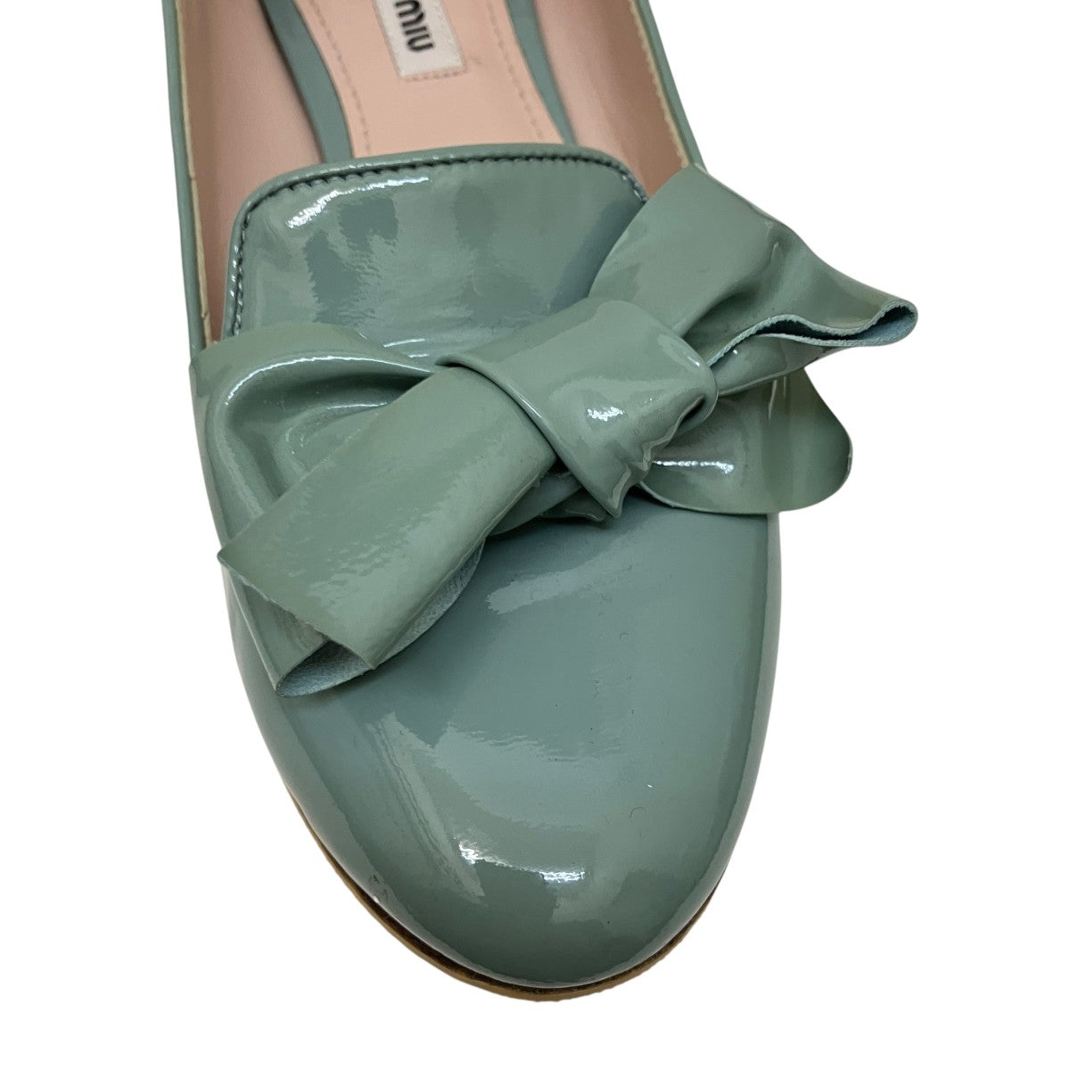 MIU MIU(ミュウミュウ) リボンフラットシューズ ライトグリーン サイズ