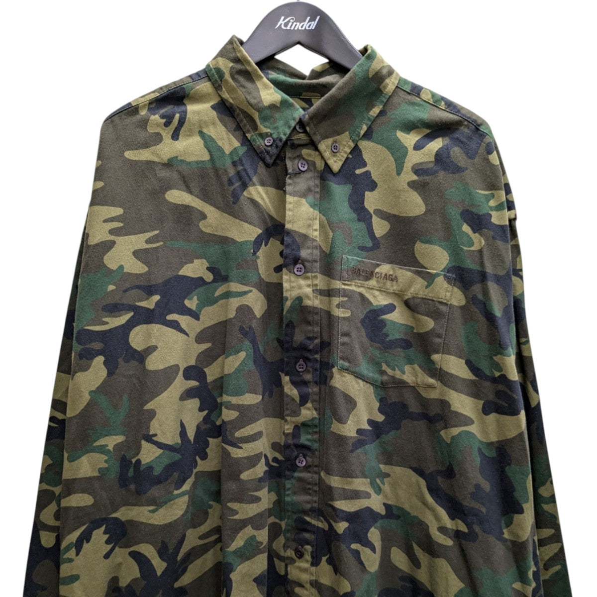 BALENCIAGA 迷彩柄 長袖シャツ BALENCIAGA(バレンシアガ) オーバーサイズ ロゴ カモフラ柄 ボタン