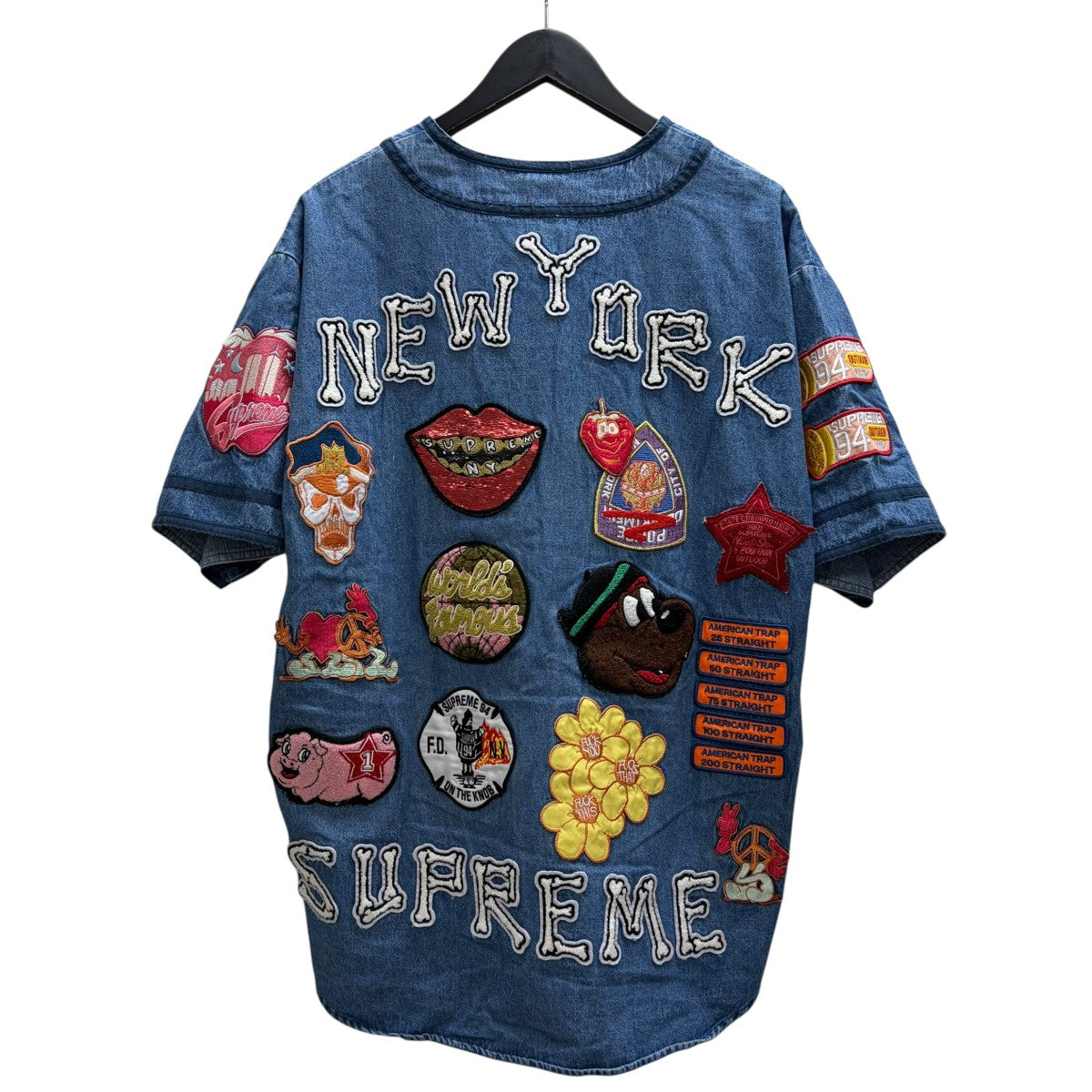 Patches Denim Baseball Jerseyデニムシャツ