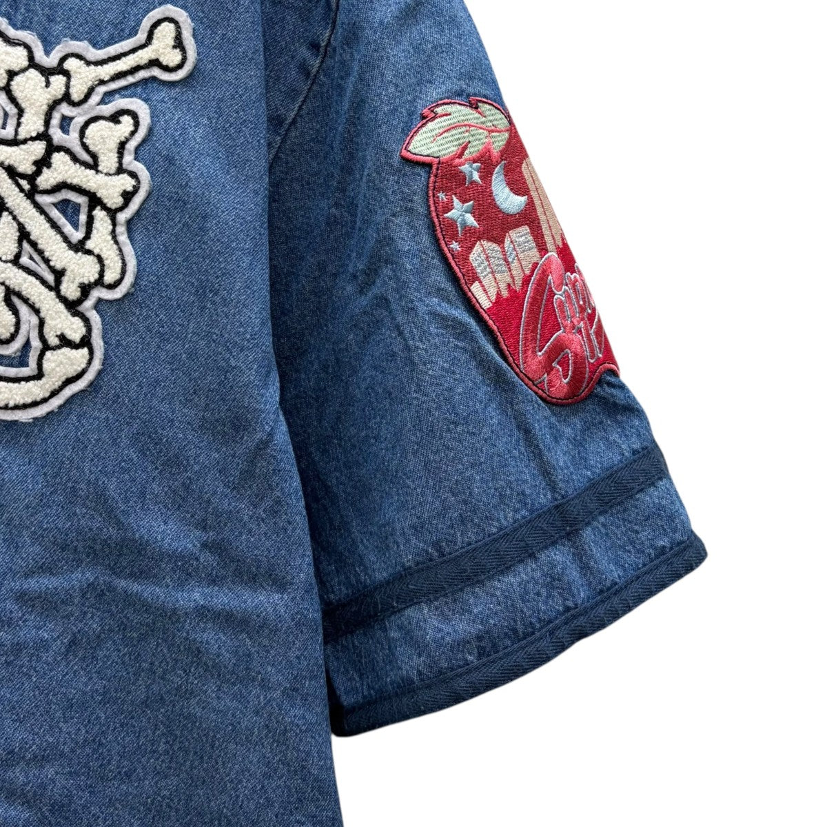 Patches Denim Baseball Jerseyデニムシャツ