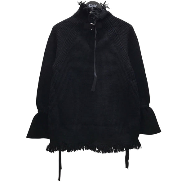 sacai サカイ　フリンジ付きパターン編みニット サイズ1 美品 サカイ sacai ニット タートルネック セーター フリンジ