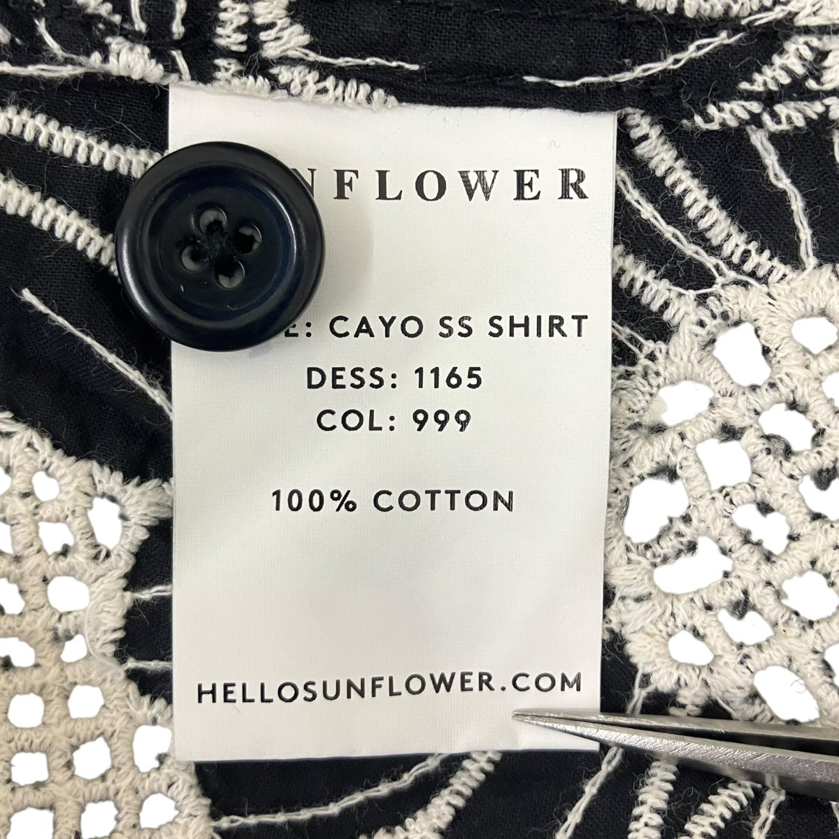 SUNFLOWER(サンフラワー) CAYO SS SHIRT半袖シャツ ブラック×ホワイト