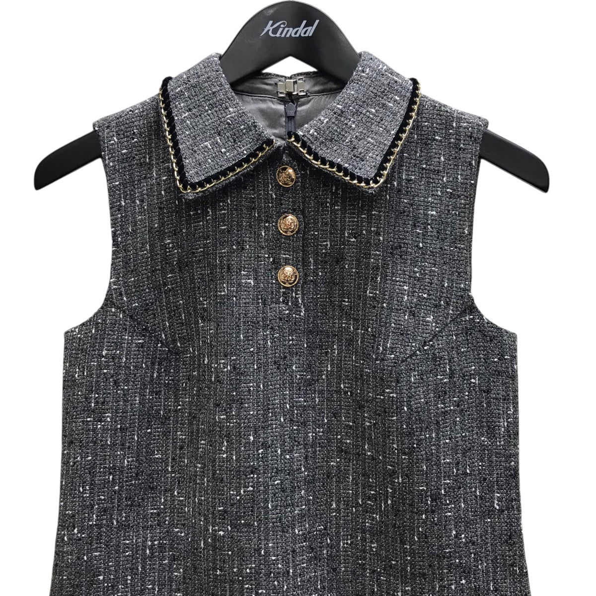 ROBEde FLEURS classic tweed mini dressドレスLF4634 古着・中古-3枚目のアイテム画像