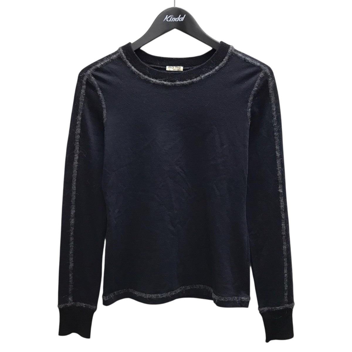 miu miu 黒 長袖Tシャツ MIU MIU(ミュウミュウ) 長袖Tシャツ Z0681 ブラック サイズ S｜【公式