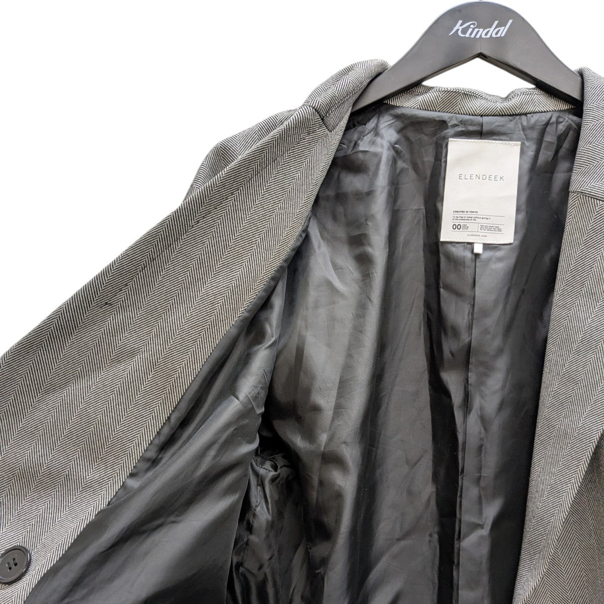 ELENDEEK HERRINGBONE OVER JK テーラードジャケット 古着・中古-3枚目のアイテム画像