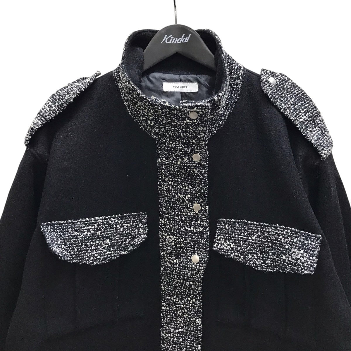 MATURED スタンドカラーツイードジャケット 古着・中古-3枚目のアイテム画像