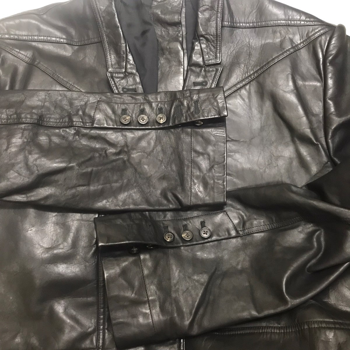 おたつ様　Rick Owens レザー切替ジップアップノーカラーコート Rick Owens: Menswear AW26 - 10 Magazine USA