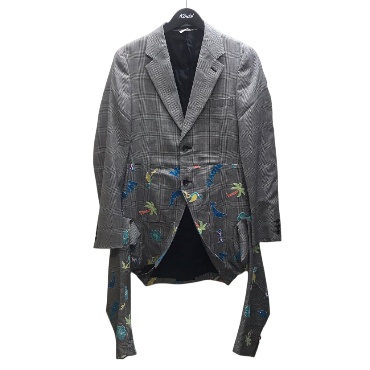 COMME des GARCONS HOMME PLUS 刺繍変形チェックジャケット 古着・中古-1枚目のアイテム画像