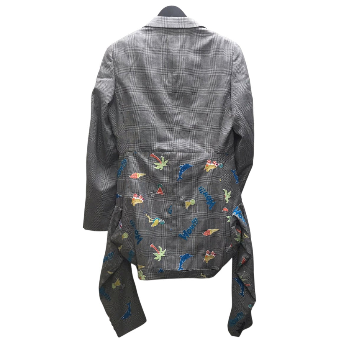 COMME des GARCONS HOMME PLUS 刺繍変形チェックジャケット 古着・中古-2枚目のアイテム画像