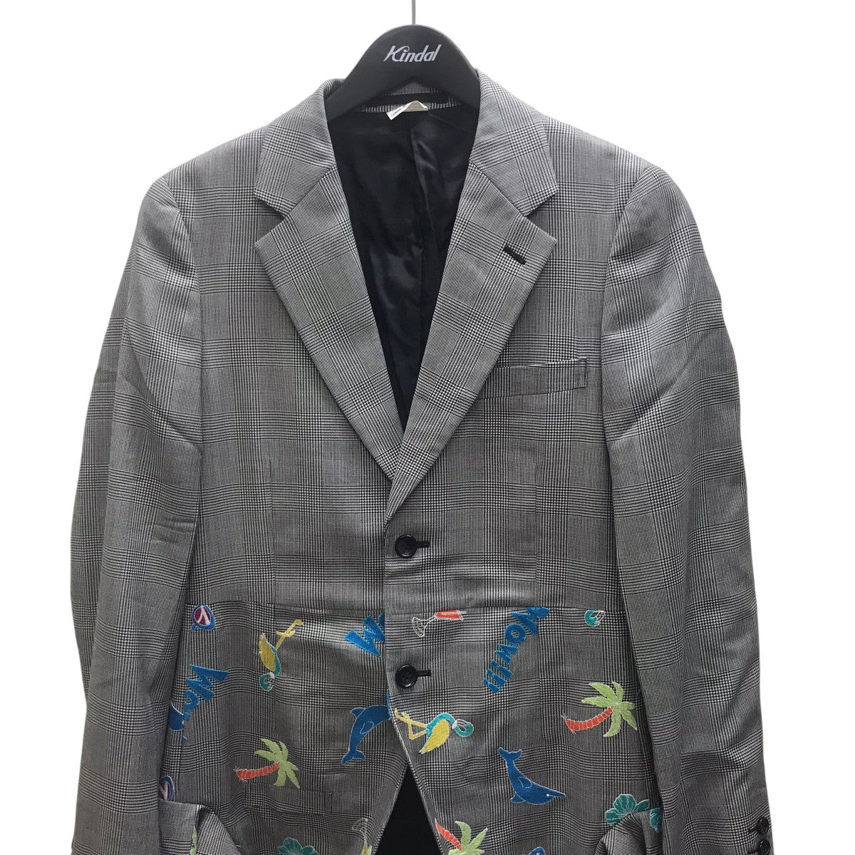 COMME des GARCONS HOMME PLUS 刺繍変形チェックジャケット 古着・中古-3枚目のアイテム画像
