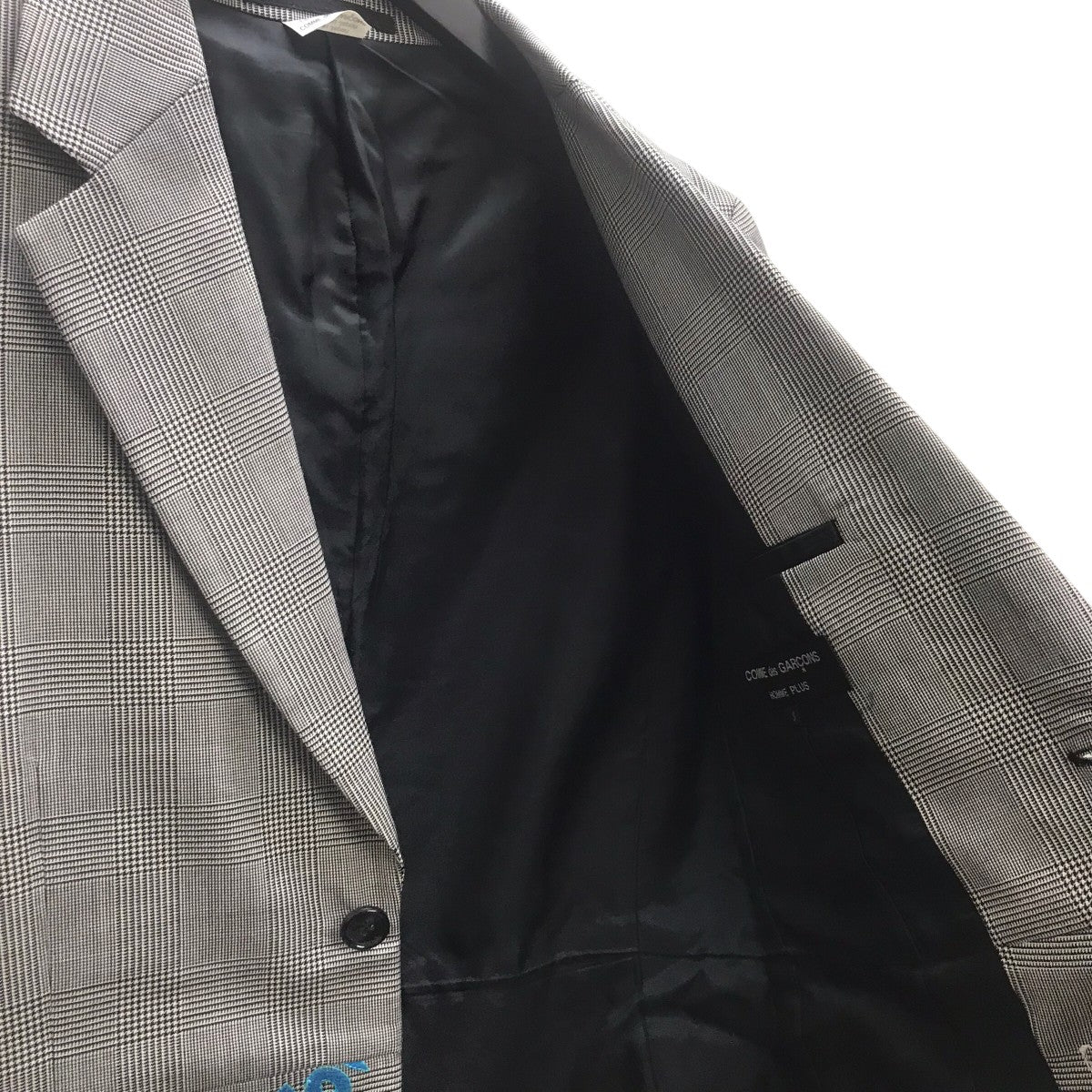 COMME des GARCONS HOMME PLUS 刺繍変形チェックジャケット 古着・中古-4枚目のアイテム画像