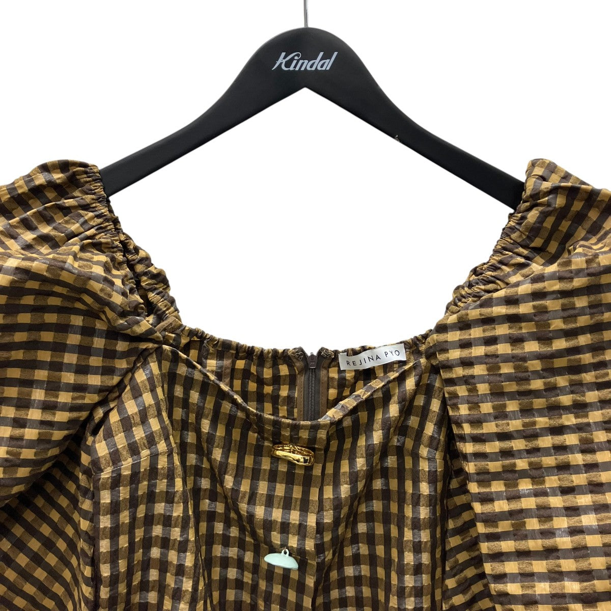 REJINA PYO バックジップチェックTシャツ 古着・中古-2枚目のアイテム画像