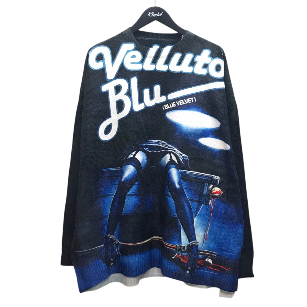 DAIRIKU 25SS Blue Velvet Poster Transcription Pullover Knit 長袖ニット 古着・中古-1枚目のアイテム画像