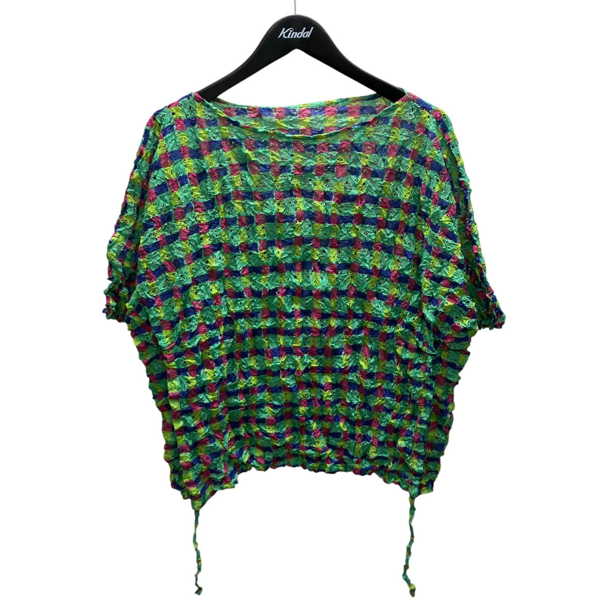 25SS DRAWING CHECK LACE MERINGUE チェックプリーツトップス