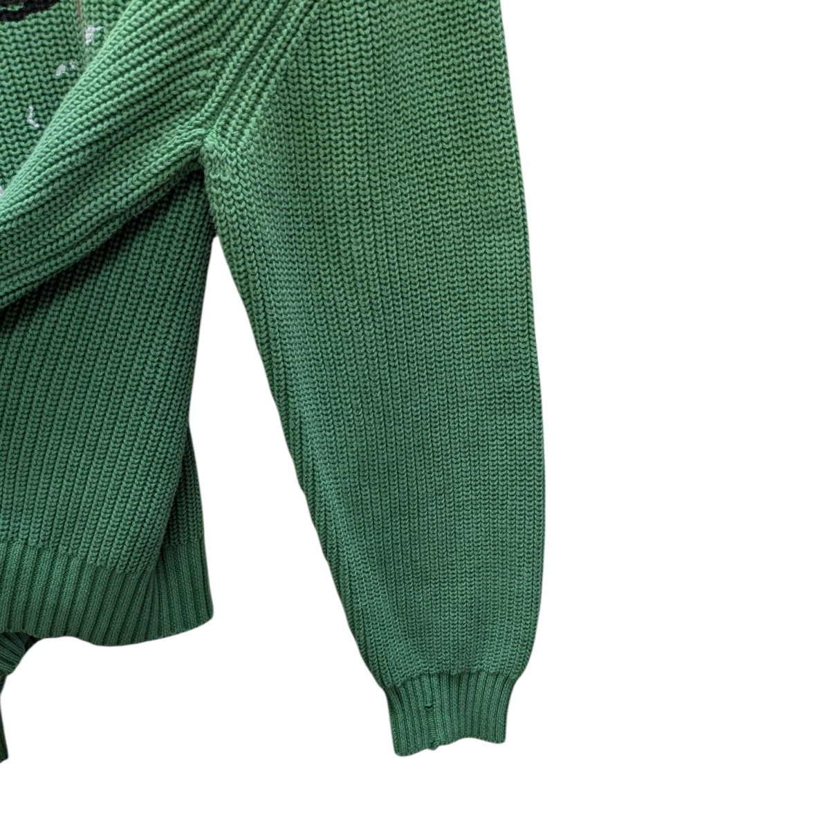 I LOVE YOU OVERDYED SWEATER   GREEN刺繍ニット