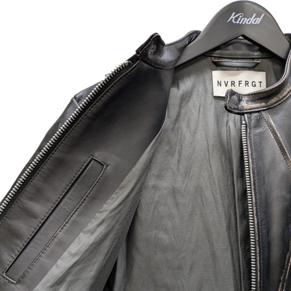 NVRFRGT 【DISTRESSED LEATHER MOTORCYCLE JACKET】 レザージャケット 古着・中古-3枚目のアイテム画像
