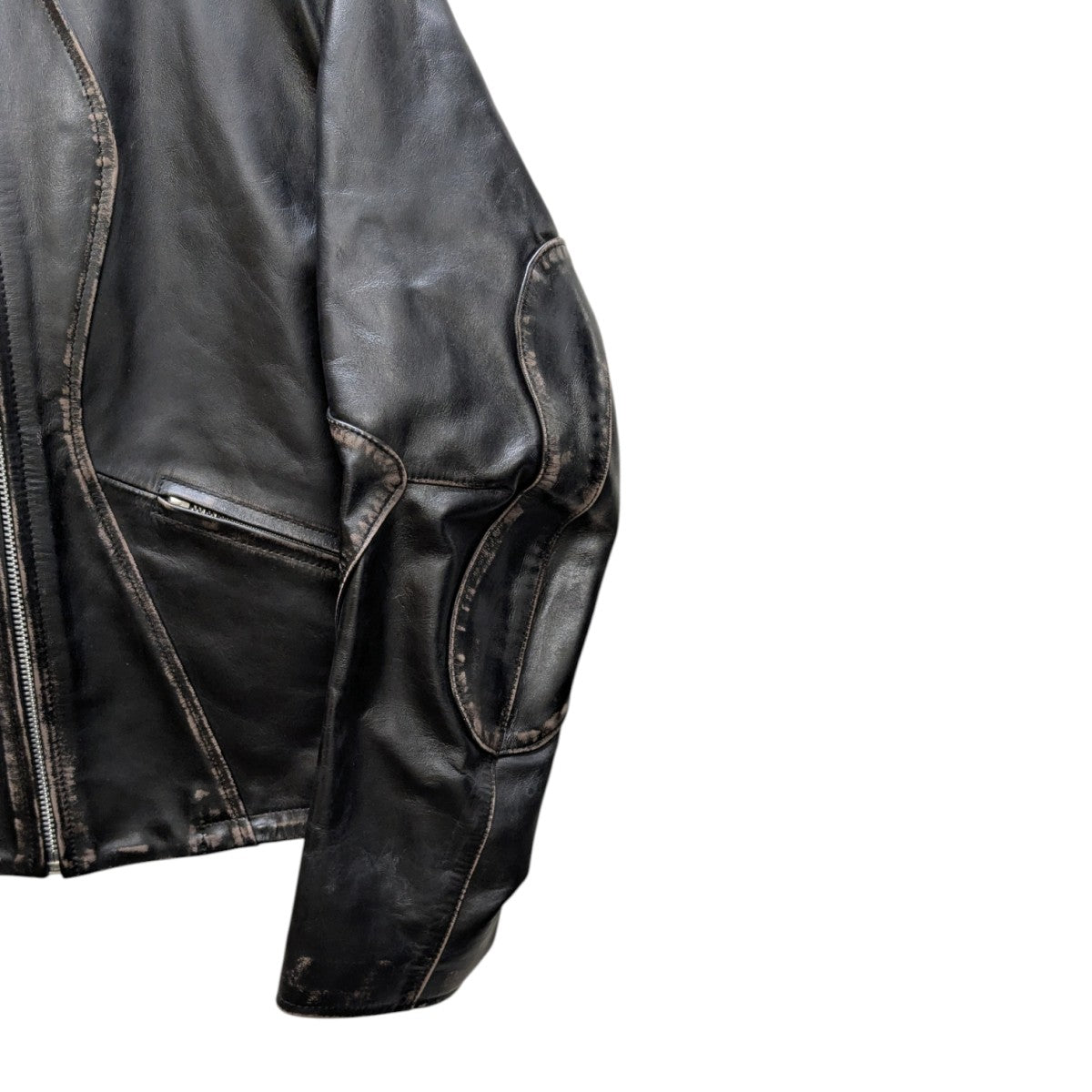 NVRFRGT 【DISTRESSED LEATHER MOTORCYCLE JACKET】 レザージャケット 古着・中古-6枚目のアイテム画像