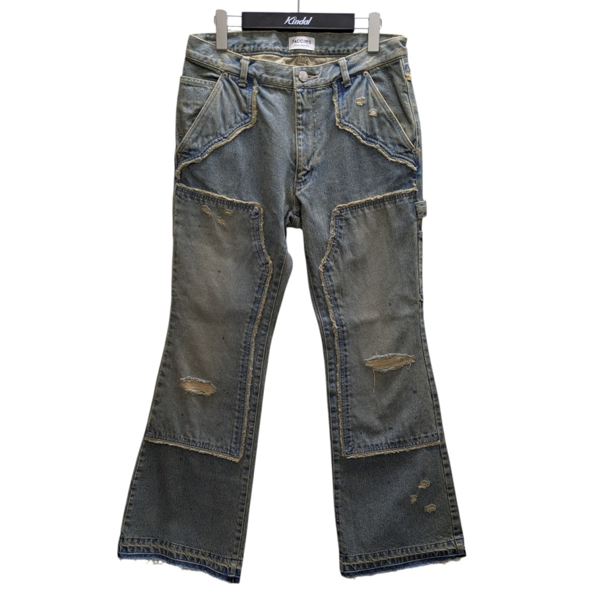 FACCIES FADED DOUBLE KNEE PAINTER FLARE PT ダブルニーペインターフレアデニムパンツ 古着・中古-1枚目のアイテム画像