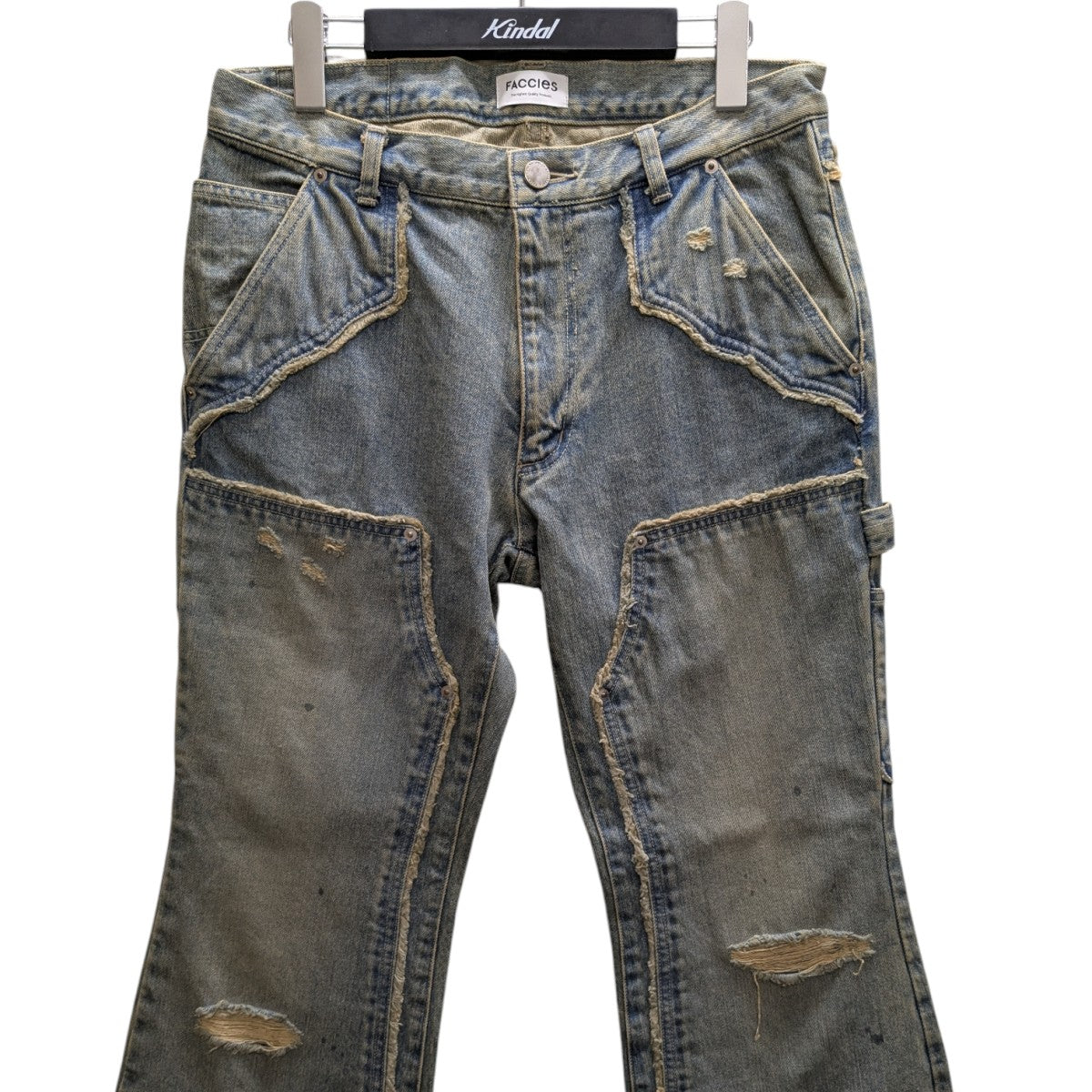 FACCIES FADED DOUBLE KNEE PAINTER FLARE PT ダブルニーペインターフレアデニムパンツ 古着・中古-2枚目のアイテム画像