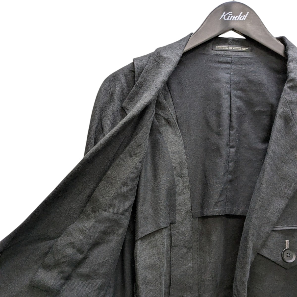 Yohji Yamamoto pour homme 60 ｌINEN LAWN I-SLEEVE CUFF TIED SAFETY PIN JACKET安全ピン リネンジャケット 古着・中古-3枚目のアイテム画像