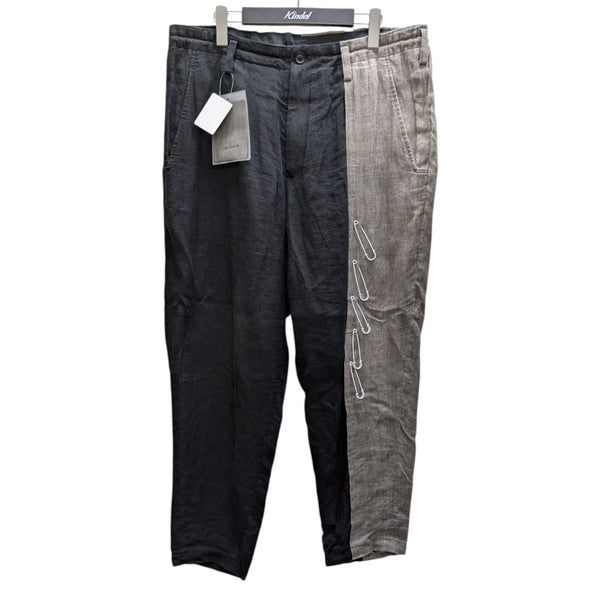 【新品未使用】ヨウジヤマモトプールオム　リンリネンパンツ　Size２ Yohji Yamamoto pour homme(ヨウジヤマモトプールオム) 安全ピン