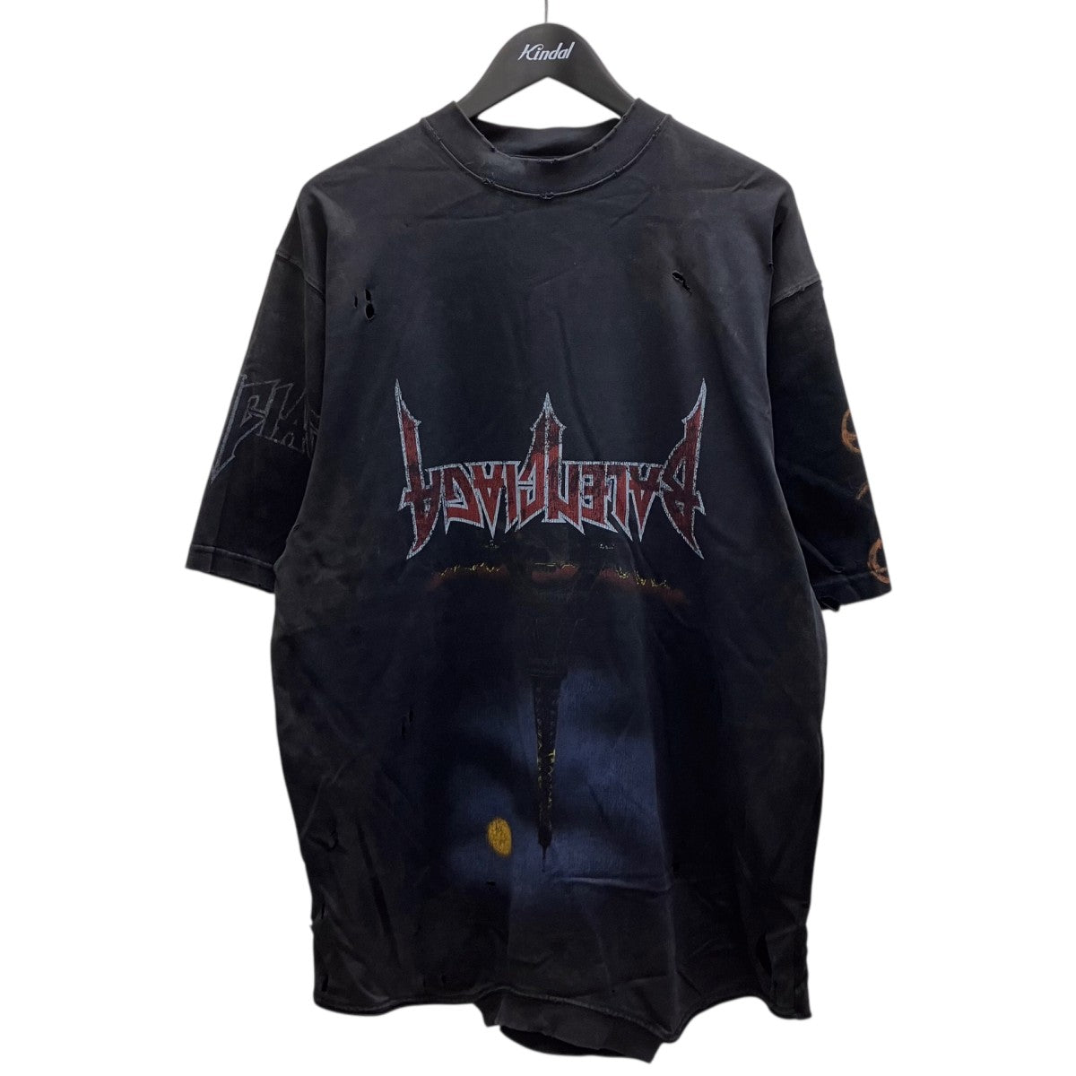 パリスムーンアップサイドダウン再構築ダメージ加工オーバーサイズTシャツ